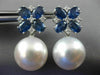 LARGE 5CT DIAMOND & AAA SAPPHIRE SOUTH SEA PEARL 18KT WHITE GOLD FLOWER EARRINGS