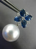 LARGE 5CT DIAMOND & AAA SAPPHIRE SOUTH SEA PEARL 18KT WHITE GOLD FLOWER EARRINGS