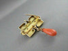 ANTIQUE .14CT ROSE CUT DIAMOND 18KT Y GOLD CORAL & BLACK ENAMEL PIN BROOCH #1892
