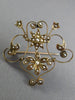 ANTIQUE VICTORIAN 14K YELLOW GOLD AAA PEARL HANDCRAFTED FILIGREE STAR PIN BROOCH