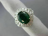 LARGE 4.77CT DIAMOND & EMERALD 14KT WHITE GOLD DOUBLE HALO OVAL ENGAGEMENT RING
