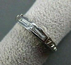 ANTIQUE .17CT DIAMOND 14K W GOLD 3 STONE BAGUETTE & ROUND ANNIVERSARY RING #7390