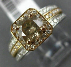2.1CT WHITE & CHOCOLATE FANCY DIAMOND 14K WHITE & ROSE GOLD HALO ENGAGEMENT RING