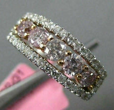1.24CT WHITE & PINK DIAMOND 18K WHITE & ROSE GOLD HALO WEDDING ANNIVERSARY RING