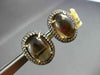 ANTIQUE LARGE 11.5CT AAA SMOKEY TOPAZ & DIAMOND 18K YELLOW GOLD CLIP ON EARRINGS