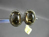 ANTIQUE LARGE 11.5CT AAA SMOKEY TOPAZ & DIAMOND 18K YELLOW GOLD CLIP ON EARRINGS