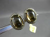 ANTIQUE LARGE 11.5CT AAA SMOKEY TOPAZ & DIAMOND 18K YELLOW GOLD CLIP ON EARRINGS