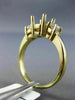 0.44CT DIAMOND 14KT YELLOW GOLD 3 STONE ROUND SEMI MOUNT ENGAGEMENT RING #1552