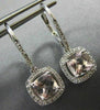 1.84CT AAA WHITE SAPPHIRE & MORGANITE 14KT WHITE GOLD LEVERBACK HANGING EARRINGS