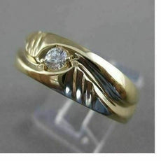 ANTIQUE ROUND DIAMOND 14K YELLOW GOLD RIPPLE SWIRL FILIGREE MENS RING 7MM #11663