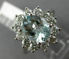 2.50CT DIAMOND & AQUAMARINE 14KT WHITE GOLD OVAL PRINCESS DIANA ENGAGEMENT RING
