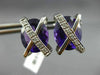 ESTATE LARGE 11.45CT DIAMOND & AAA AMETHYST 14KT WHITE GOLD OVAL X STUD EARRINGS