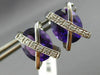 ESTATE LARGE 11.45CT DIAMOND & AAA AMETHYST 14KT WHITE GOLD OVAL X STUD EARRINGS