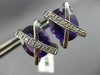 ESTATE LARGE 11.45CT DIAMOND & AAA AMETHYST 14KT WHITE GOLD OVAL X STUD EARRINGS