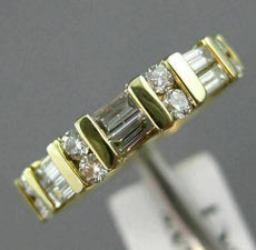 .75CT ROUND & BAGUETTE DIAMOND 14KT YELLOW GOLD SEMI ETERNITY WEDDING RING #1180