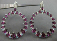 LARGE 10.57CT DIAMOND & AAA BLUE TOPAZ AMETHYST 14KT WHITE GOLD HANGING EARRINGS