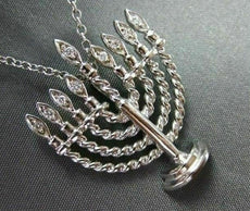 ANTIQUE .09CT DIAMOND 14KT WHITE GOLD 3D CLASSIC FILIGREE MENORAH PENDENT #2325