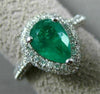 2.14CT DIAMOND & AAA EMERALD 14KT WHITE GOLD 3D HALO PEAR SHAPE ENGAGEMENT RING
