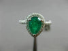 2.14CT DIAMOND & AAA EMERALD 14KT WHITE GOLD 3D HALO PEAR SHAPE ENGAGEMENT RING