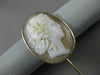 ANTIQUE 14KT YELLOW GOLD HANDCRAFTED LIGHT PINK CAMEO LAPEL PIN AMAZING!! #22663