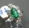 ANTIQUE LARGE 1.4CT DIAMOND & AAA COLOMBIAN 18K WHITE GOLD MARQUISE CLUSTER RING