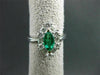 ANTIQUE LARGE 1.4CT DIAMOND & AAA COLOMBIAN 18K WHITE GOLD MARQUISE CLUSTER RING