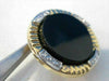 ANTIQUE LARGE 25MM DIAMOND BLACK ONYX 14K WHITE YELLOW GOLD ROUND EARRINGS #752