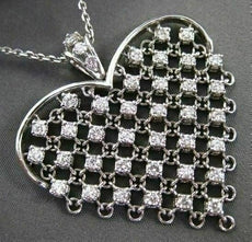 ANTIQUE EXTRA LARGE 1..50CT DIAMOND 14KT WHITE GOLD FLOATING HEART PENDANT #844