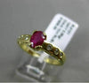 ESTATE WIDE .58CT DIAMOND & RUBY 14KT YELLOW GOLD 3D ETOILE OVAL ENGAGEMENT RING