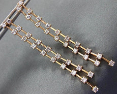 LONG 1.58CT DIAMOND 14KT ROSE GOLD 3D 2 ROW DIAMOND BY THE YARD HANGING EARRINGS