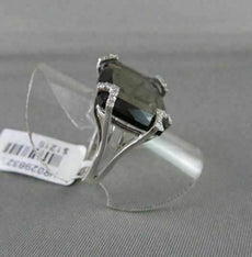 ANTIQUE 10.50CTW FANCY SHAPE SMOKEY TOPAZ DIAMOND 18KT WHITE GOLD RING