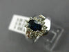 ESTATE WIDE .96CT DIAMOND & SAPPHIRE 14KT WHITE GOLD OVAL FLOWER ENGAGEMENT RING