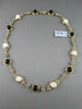 ANTIQUE 41.36CT FILIGREE CIRCLE ONYX & WHITE SAPPHIRE 14KT YELLOW GOLD NECKLACE