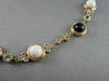ANTIQUE 41.36CT FILIGREE CIRCLE ONYX & WHITE SAPPHIRE 14KT YELLOW GOLD NECKLACE