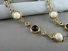ANTIQUE 41.36CT FILIGREE CIRCLE ONYX & WHITE SAPPHIRE 14KT YELLOW GOLD NECKLACE