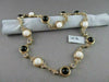 ANTIQUE 41.36CT FILIGREE CIRCLE ONYX & WHITE SAPPHIRE 14KT YELLOW GOLD NECKLACE