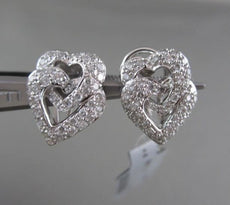 ANTIQUE 18KT DOUBLE HEART HANGING .83CT DIAMONDS GOLD EARRINGS AMAZING!!!!!!!!!!