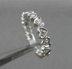 ANTIQUE DIAMOND FILIGREE ETERNITY HEART 14K W GOLD ANNIVERSARY RING FG VVS 18152