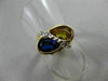 ANTIQUE 1.79CT DIAMOND CITRINE SAPPHIRE 14KT YELLOW GOLD DOUBLE PEAR RING #21449