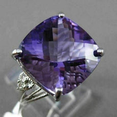 ANTIQUE 9.66CT DIAMOND & AAA AMETHYST 14K WHITE GOLD 3D FILIGREE ENGAGEMENT RING