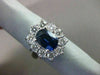 ANTIQUE LARGE 3.57CT DIAMOND & AAA SAPPHIRE 18KT WHITE GOLD OVAL CLUSTER RING