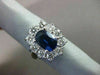 ANTIQUE LARGE 3.57CT DIAMOND & AAA SAPPHIRE 18KT WHITE GOLD OVAL CLUSTER RING