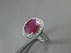 ANTIQUE 2.3CT DIAMOND & RUBY 14KT WHITE GOLD HALO DESIGN ENGAGEMENT RING #19115