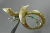 ANTIQUE LARGE DIAMOND & AAA EMERALD 18KT 2 TONE GOLD MUSICAL NOTE BROOCH #22500