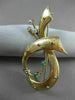 ANTIQUE LARGE DIAMOND & AAA EMERALD 18KT 2 TONE GOLD MUSICAL NOTE BROOCH #22500