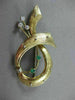 ANTIQUE LARGE DIAMOND & AAA EMERALD 18KT 2 TONE GOLD MUSICAL NOTE BROOCH #22500