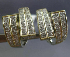 WIDE .73CT DIAMOND 14KT WHITE GOLD 3D CRISS CROSS RECTANGULAR CLIP ON EARRINGS