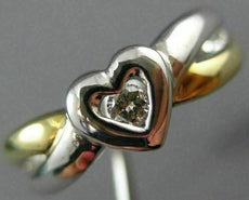 ESTATE .06CT DIAMOND 14KT WHITE & YELLOW GOLD 3D SOLITAIRE HEART FUN RING #15388