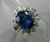 ANTIQUE 5.56CT DIAMOND & AAA OVAL SAPPHIRE 14KT WHITE GOLD 3D ENGAGEMENT RING
