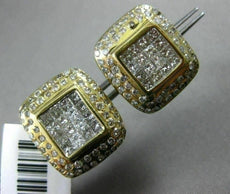 ESTATE WIDE .95CT DIAMOND 14K WHITE & YELLOW GOLD ETOILE CLASSIC SQUARE EARRINGS